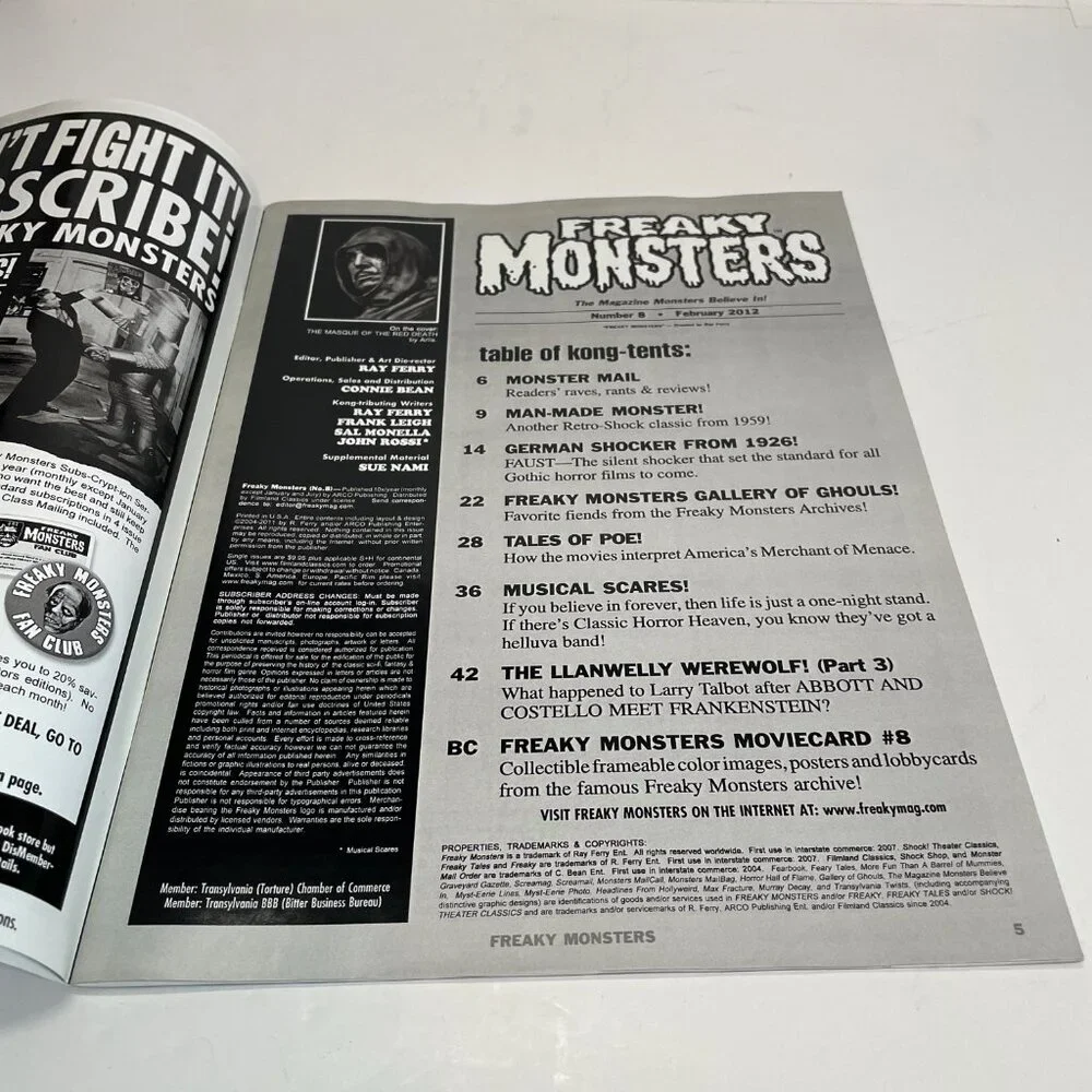FREAKY MONSTERS MAGAZINE Filmland Classics #8 Ghoulden Age Monster Movies Horror